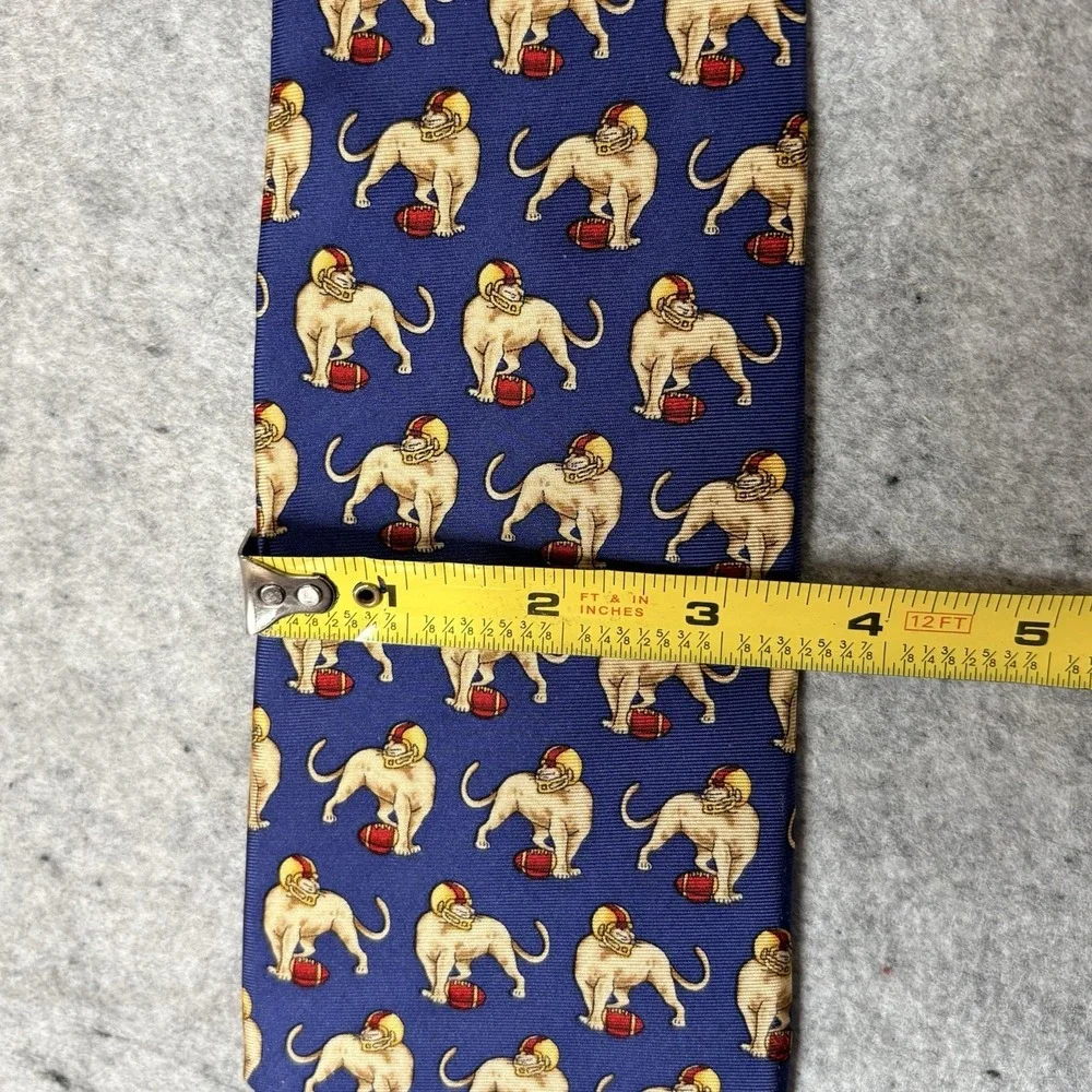 Vintage 1990's Brooks Brothers Makers All Silk Tie Football Lion Made in USA